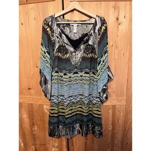 Diane von Furstenberg DVF Tabalah Blue Silk Tunic Dress Printed Size 8
